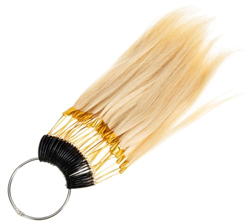 SHERCHPRY Nuancier de Vrais Cheveux Humains 30 Mèches 9 Couleurs pour Coloration Capillaire Kit Test Salon Professionnel Accessoires Anneau Silencieux