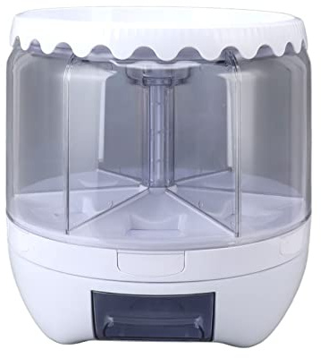 ANKROYU Rice and Storage Container 6 Grids Rotating Food Dispenser Double Sealed 10000ml Kitchen Organizer for Black Rice Yellow Rice Beans PET Material 26cm x 26cm