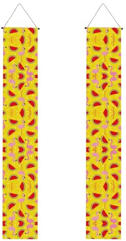 Halloween-Türbanner mit rosa Flamingo- und Wassermelonen-Druck, Veranda-Banner für Haustür, Innen- und Außendekoration