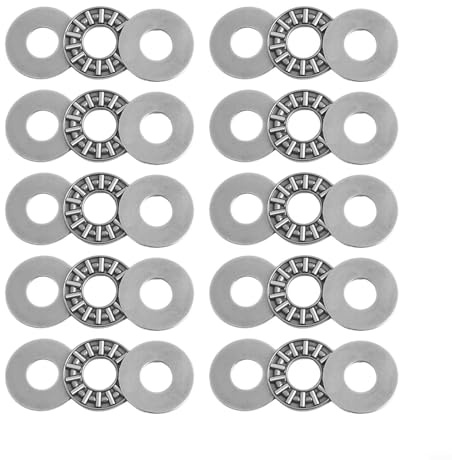 AXK1024 Rullager med dragnål, 10 mm x 24 mm x 2 mm med AS1024 brickor, 10 st set för tunga axiella belastningsapplikationer i industriella maskiner och automatiseringssystem