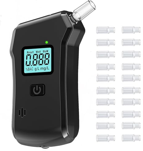 Cablelera Alkoholtester, Professioneller Alkoholtester mit digitaler LCD-Anzeige, Genau Alkoholmessgerät Alkohol Tester mit 20 Mundstücke für den privaten professionellen Gebrauch zu Hause