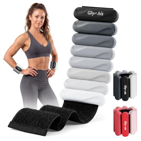Glymnis Gewichtsmanschetten, Ankle Weights für Männer Frauen,2 (je 0,9 kg) | Gewichte für Beine und Arme, Handgelenk Knöchelgewichte für Pilates, Yoga, Aerobic, Walking, Rutschfest, Wasserdicht