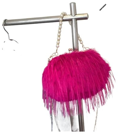 ITRHJTGP Fransväska, elegant kvällshandväska för kvinnor med pärlhalsband och tofsar, axelväska, Rosa röd, Einheitsgröße