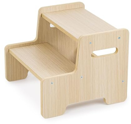 Obubu - Tritthocker für Kinder - Montessori - Tritthocker Kinder - Hocker Holz - Toilettenhocker - Hocker Kinder - Badhocker - Tritthocker Holz - Schemel bis zu 50 kg - 2 Stufen - Eiche