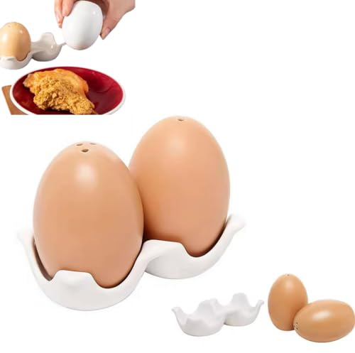 Saliera e pepiera a forma di uovo di Pasqua, set di saliera con vassoio, bottiglia per stuzzicadenti con fori, in ceramica a forma di uovo, dispenser per condimenti per barbecue, ristorante, cucina