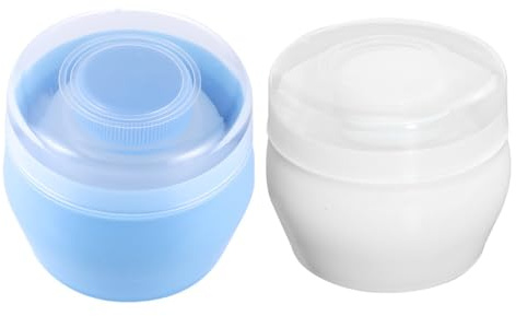 VICASKY Babypuderdose mit Puderquaste 2 Stück aus Flausch und Pp Kunststoff zur Aufbewahrung von Talkum und Hitzepuder für Zuhause und Tägliche Babypflege