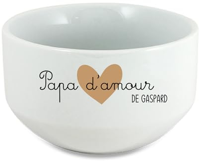 Générique Bol Papa d’Amour Personnalisé 600 ml – Cadeau Fête des Pères Original – Bol avec Prénom Enfant – Bol Petit Déjeuner Papa Cœur