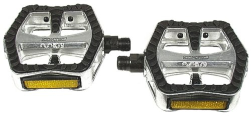 Wellgo Pedal, Alu-Körper, rutschfeste Trittflächen, mit Reflektor, 9/16, besonders breite Auflage LU-214, Silber, 9/16, LU-214
