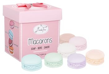 BadeFee - Gästeseife Macarons im Geschenkset - 8 Seifenstücke mit Glycerin Anteil, Reinigung & Pflege für zarte & geschmeidige Haut, ohne Mikroplastik, vegan & Tierversuchsfrei, Made in Germany