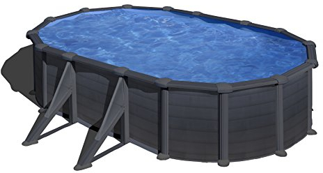 Piscina Gre KITPROV508GF Granada. - Piscina fuori terra in acciaio, ovale in acciaio, colore grafito. Piscina scomponibile per Giardino. 500 x 300 x 132 cm