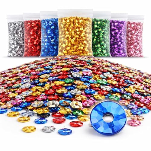 24 000 stycken Paljetter Ø 3 mm 10 färger set välvd för gör-det-själv kläder och smycken, hantverk metallic pyssel paljett bomb