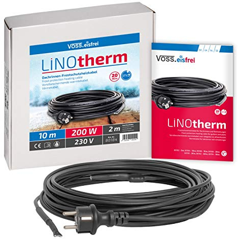 VOSS.eisfrei Heizkabel Linotherm | 10 Meter lang | besonders hohe Heizleistung | Frostschutz für Dachrinnen und Wasserleitungen | Rohrbegeleitheizung Dachrinnenheizung Heizleitung Frostschutzkabel