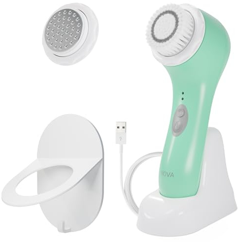Spa Sciences - NOVA - Sonic Cleansing Brush with Bristles & Infusion System – Anti-Aging Facial Exfoliating, Waterproof, and USB Rechargeable