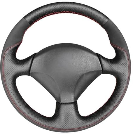 Mewant Coprivolante per auto in vera pelle nera e camoscio per Honda S2000 2000-2009 / Civic (SI) 2002-2005 / Insight 2000-2006 / Acura RSX 2002-2006