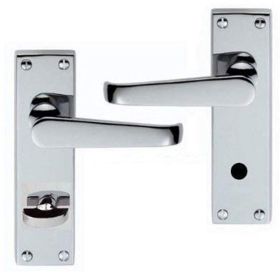 Golden Grace Victorian Bathroom Handles Pair, Polished, 150 x 42mm Approx | Includes spindle and screws for quick installation, featuring a metal construction with straight Victorian style levers.