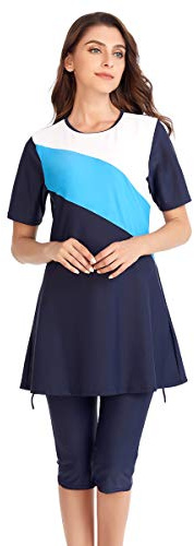 seafanny muslimska badkläder islamiska kvinnor kortärmade blygsamma baddräktskydd Surfing Beachwear Burkini Blau 42