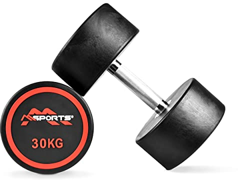 Rundhantel Premium 2er Set | Gummi Kurzhantel Beschichtung 2,5-50 kg | Griff verchromt und gerändelt | Verschiedene Gewichtsvarianten Hantel (2 x 30 kg)