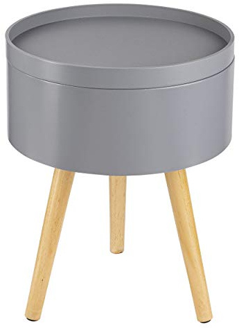 ONVAYA® Beistelltisch Sofia aus Holz | Ø 35 cm | Ø 38 cm | Couchtisch rund | Nachttisch Kiefer | Stauraum & Abnehmbarer Deckel | Modernes skandinavisches Design (Grau | Holz | Ø 35 cm) | Couchtisch rund, Nachttisch Kiefer, Stauraum & Abnehmbarer Deckel, Modernes skandinavisches Design