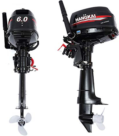 Wangkangyi 2 Stroke Electric Outboard Trolling Motor 6HP Outboar Engine Electric Motor 4.4W Boat Engine 4500-5500 rpm for Dinghies, Fishing Boats Kayak Fishing Boats