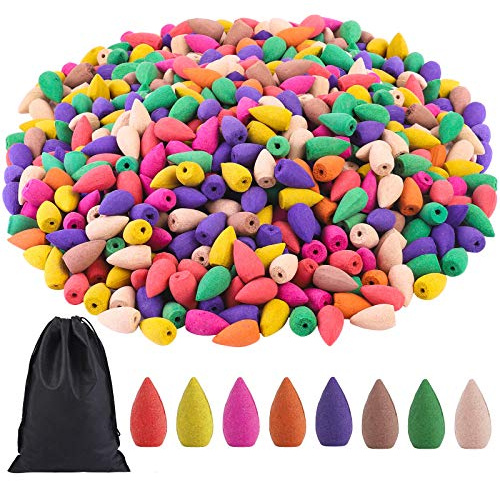 Aneco 600 Pieces Backflow Incense Cones Natural Scents Waterfall Incense Cones for Spa, Yoga, Relaxation, Mixed Scents