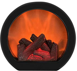 POHOVE Realistic Fireplace Lantern Battery Operated/USB Operated Tabletop Fireplace Lantern,LED Flame Effect Table Lamp for Indoor Home Bedroom Christmas Table Centerpieces