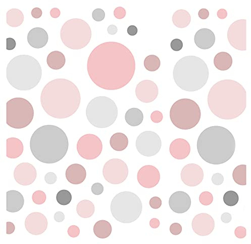 Little Deco 60 Punkte Wandtattoo Wandaufkleber Kinderzimmer Mädchen Kreise rosa grau Wandsticker Set bunt Schlafzimmer Dots Wanddeko Babyzimmer DL674-Z1