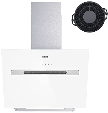CIARRA CBCS6736G Clase A+++ 60cm Campana Extractora de Pared Cocina Control Táctil y por WIFI 700m³/h Velocidad Boost Recirculación con Filtros de Carbono- Blanca