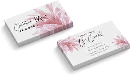 Visitenkarten | 350 g Qualitätsdruck | 2-seitig | Text + Farbe sofort anpassen | 85 x 55 mm | sofort gestalten | Design Pink Flower | hochwertig (1000 Stück)