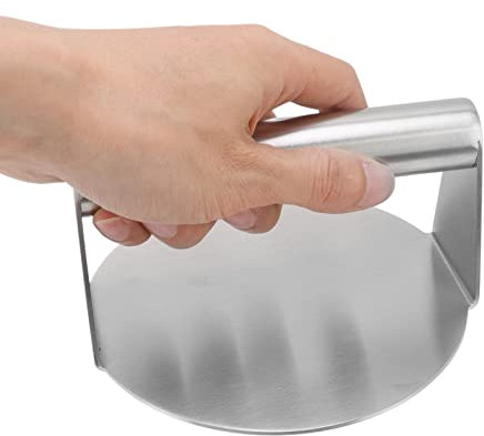 Pressa per Carne in Acciaio Inossidabile Pressa per Hamburger Fracassata Tonda Pressa Manuale per Griglia con Superficie Antiaderente per Bistecche, Panini, Hot Dog