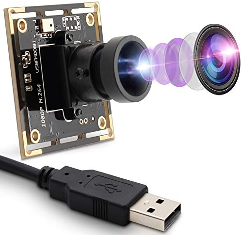 Svpro 1080P USB Kamera Modul mit Mikrofon, Ultra-Weitwinkel Low Lux Kamera Board IMX322 Machine Vision Industriekamera für Windows Linux Mac Android Raspberry Pi