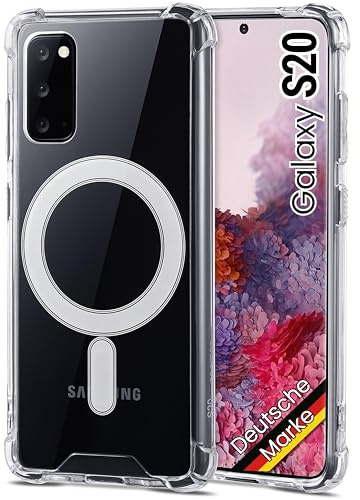 JProtect für Samsung Galaxy S20 Hülle für Magsafe (TOP Schutz & Magnetkraft) Magnetische Handyhülle Transparent für Samsung S20 - Hülle Magnet für MagSafe Zubehör Case Stoßfest