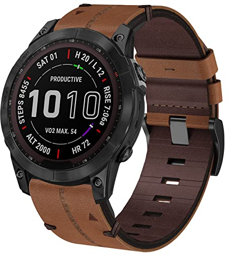 Fenix 7 läder, armband, 22 mm läderband snabbpassform armband för Fenix 6, Fenix 6 Pro, Fenix 5, Fenix 5 Plus, Forerunner 945, Forerunner 935, Instinct, Approach S62, Approach S60, Quatix 6 5