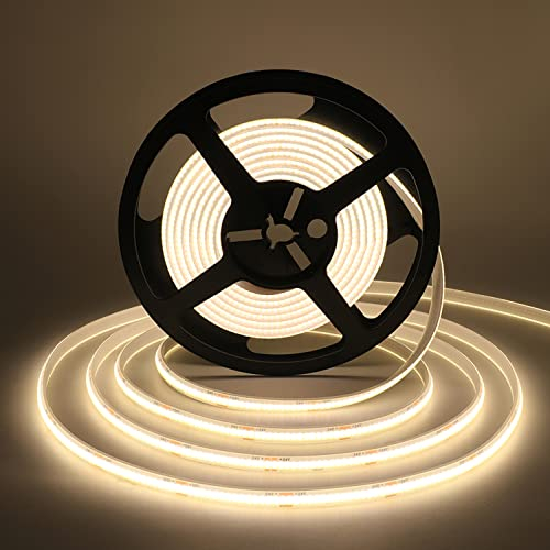 Wisada 24V COB LED Streifen, 15M 320LEDs/m Superhell Flexibler LED Lichtband Warmweiß COB LED Band, Wasserdichte IP68 LED TV Hintergrundbeleuchtung Lichterketten für Aquarium und Schrankbeleuchtung