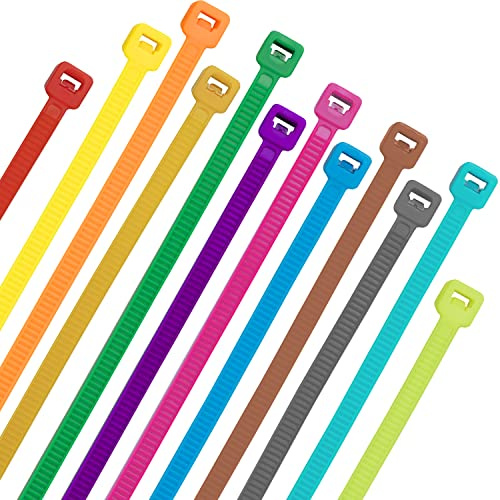 XINGO 1200 Stück Farbige Kabelbinder, 200mm x 4.8mm Kabelbinder farbig bunt, 12 Verschiedene FarbtöneKabelbinder, für Kabelmanagement,Garten Dekoration,Gartenkunst- UV-Beständig