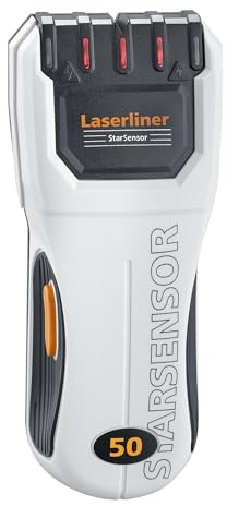 Laserliner StarSensor 50, Ortungsgerät Wandscanner | Holz/Metall & Spannungsführende Leitungen, Trockenbau, Permanente Spannungswarnung, inkl. Batterien