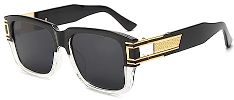 Long Keeper Retro Sonnenbrille Eckig für Herren Damen Klassisch Sonnenbrille Quadratisch Vintage Brille Goldener Rahmen mit UV400 Schutz, 54MM