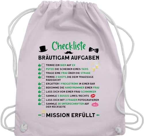 Turnbeutel Rucksack - Junggesellenabschied Männer - Checkliste Bräutigam Aufgaben JGA - Unisize - Pastell Rosa - checklist polter rucksäcke jungesellenabschied mann turnsackerl tasche outfit