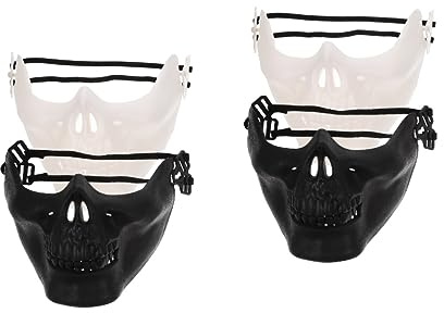 ABOOFAN 4 Pièces Masque Complet Masque Squelette Complet Demi- De Crâne Pour Hommes De Cosplay Crâne Squelette Demi-Visage De Crâne Effrayant Visage te
