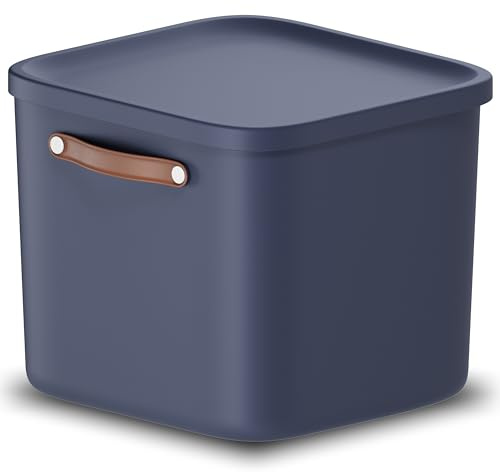 Rotho Maloja 40l Stackable Plastic Storage Box, Blue (Recycled PP), 39.5 x 38.0 x 34.0 cm