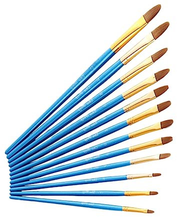 Amosfun 12stücke Teiliges Blau Künstlerpinsel Für Aquarell Acryl Und Ölmalerei Für Schüler Hobbykünstler Und Kreative Projekte Holzgriff Vielseitig Einsetzbar