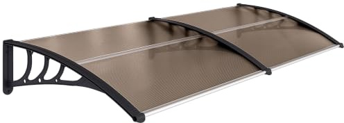 Outsunny Pultvordach Vordach Haustür Überdachung 75x195x23cm Braun | 5mm Polycarbonat, Sonnenschutz, Regenschutz, für draußen, Alu
