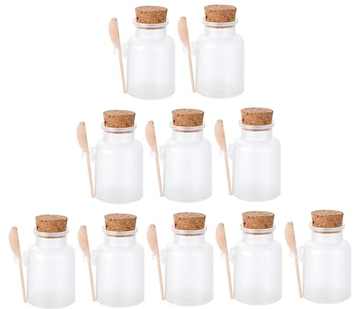 MAGICLULU 10stücke Kosmetikpuderdose Mit Transparentem Kunststoff-vorratsbehälter Badesalzhalter Mit Holzschaufeln Tragbarer Aufbewahrungshalter Für Reisen Salzdose Für Hause Leicht Zu
