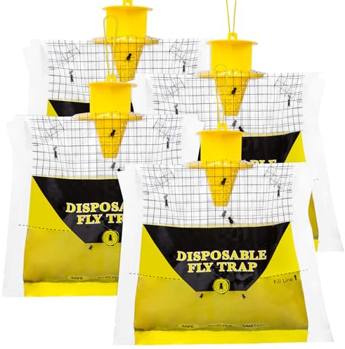 4Pcs Trappole per Mosche, Trappole per Insetti, Sacchetti per mosche da interno Portatili per Giardino, Cucina, 24.5 * 21 * 8cm