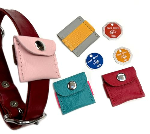Manufactica® Hunde-Täschchen FEYA aus Leder für Hunde | Viele Farbkombinationen | für die Hundemarke, Tassomarke oder Airtag von Apple | Handmade