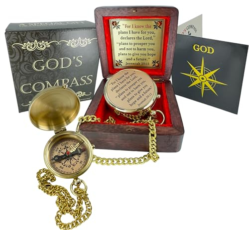 Christlicher Kompass – Jeremia 29:11 for I Know The Plans graviertes Messing-Geschenk, Glaubensbasiertes Andenken für Abschluss, Taufe, Konfirmation oder religiöses Geschenk für Jungen, Mädchen und