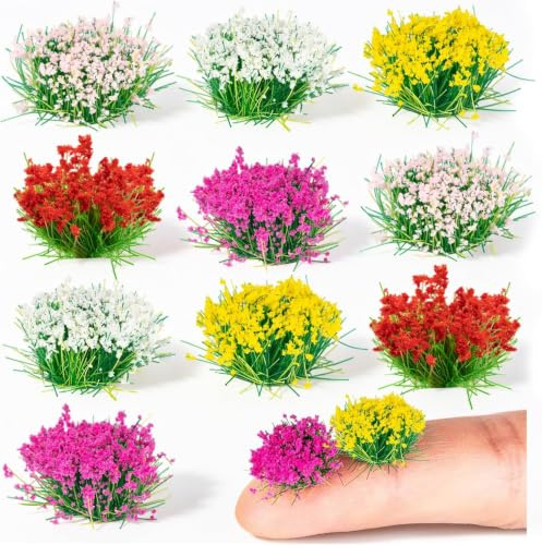 TCSYLSC 70Pcs Miniature Colorful Cluster Flower, Vegetation Groups Static | Grass Tufts for DIY Craft Train Landscape Railroad Scenery Sand Military Layout Model Miniature Bases and Dioramas