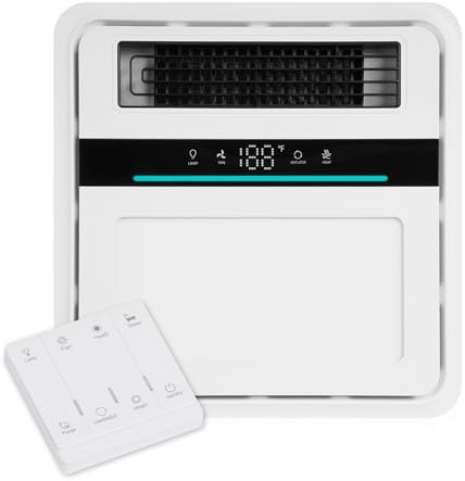 VallisCo Bathroom Fan with Light and Heater, 1700W,140 CFM Ventilation, Remote Control,Quiet Exhaust, 4-in-1 Design for Heating, Lighting, Ventilation & Air Circulation for Comfort in Any Season