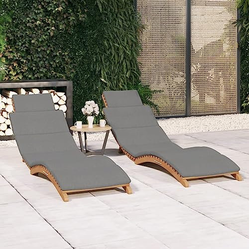 Homgoday Sonnenliegen, Sonnenliegen 2 Stück mit Kissen aus massivem Teakholz, Sofa Bett Möbel, Gartenliegen, Poolliegen, Sonnenliege für den Garten