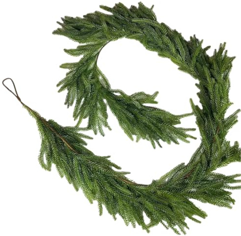Tannengirlande Künstlich Wie Echt 2.7m/9ft Weihnachtsgirlande Grün Kunststanne Kunststoff Spritzguss-Verfahren PE Girlande Weihnachten Türgirlande Weihnachtsdeko für Treppen Outdoor Indoor Party