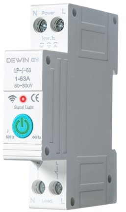DEWIN Smart Switch, Tuya WiFi Smart Timer Circuit Breaker with Power Metering for Smart Home Remote Control Switch 1P 63A AC 220V